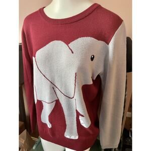 Crimson & Grey Elephant Sweater Women’s size L